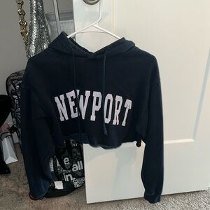 Brandy Melville Newport navy blue cropped hoodie